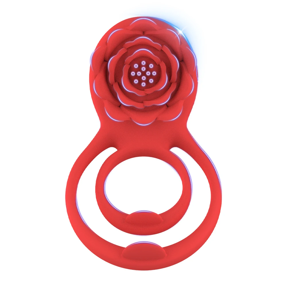 Remote Control Vibrating Cock Ring Penis Sleeve with Rose Clitoral Stimulator Penis Ring Vibrator Adult Sex Toys for Men Women