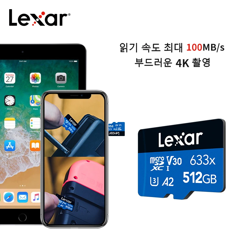 Lexar 마이크로 SD 카드, 메모리 카드, 드론 스포츠 캠코더용, 128GB, 32GB, 64GB, 256GB, 512GB, A1 A2 Class10 TF 플래시 카드, 신제품
