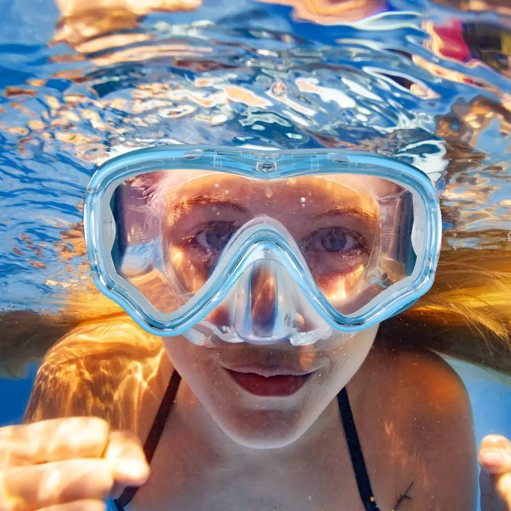 Masque de natation enfant PC verre - couvre-nez anti-buée et large vision pour jeunes nageurs
