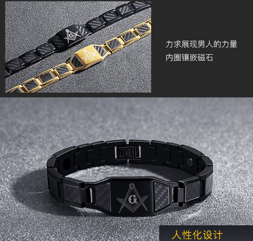 4 in 1 Men Steel Magnetic Therapy Healing Bracelet Bio Magnet Health Care Bangle Relieve Pain Anti Radiation Wristband Gift