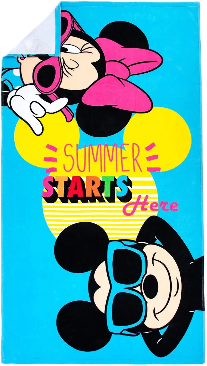 

Пляжное полотенце Микки и Минни Маус, детское Большое банное полотенце с мультяшным рисунком, супермягкое и абсорбирующее банное полотенце, устойчивое к выцветанию