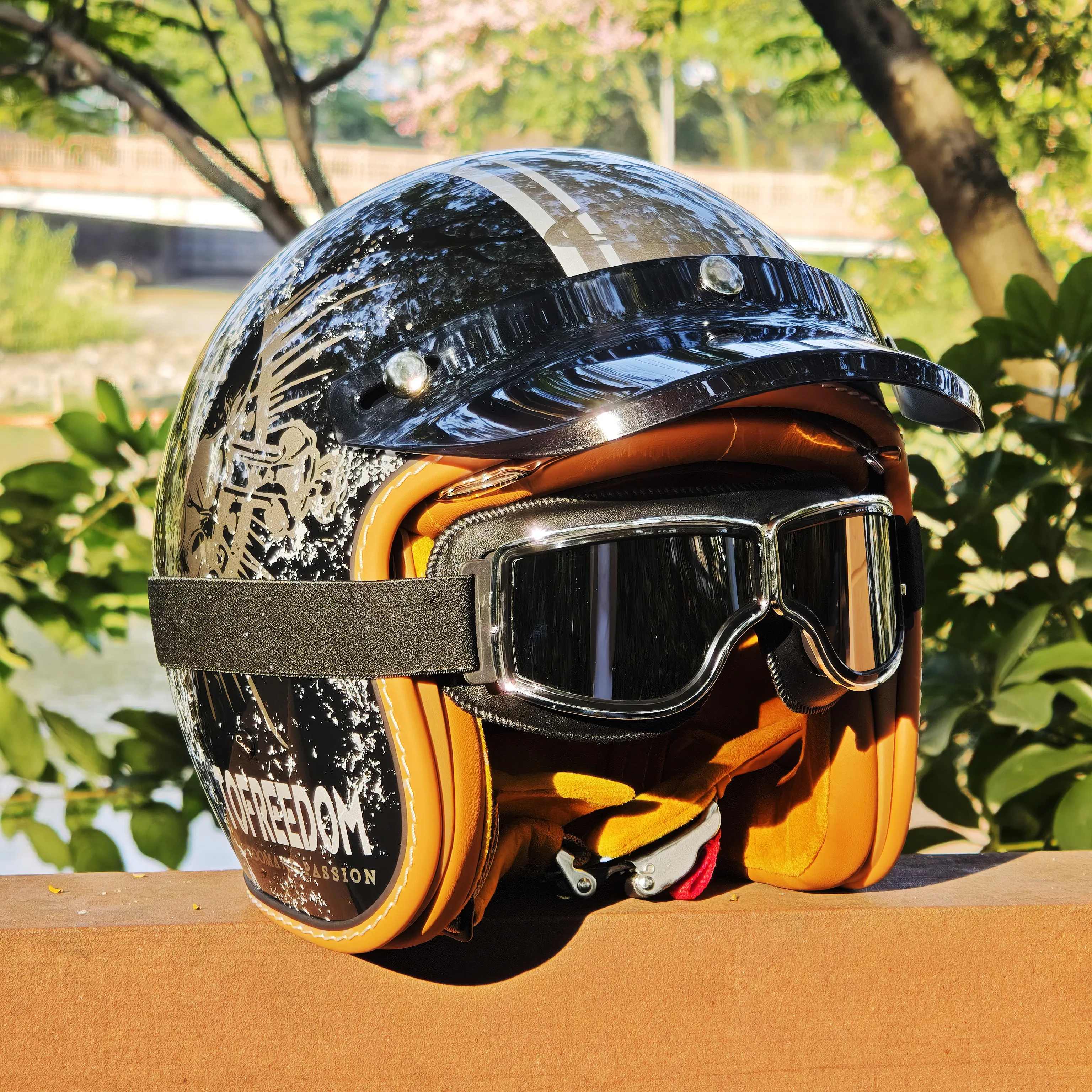 Half Open Helmet Graffiti Moto Cross Breathable Fitable Protective