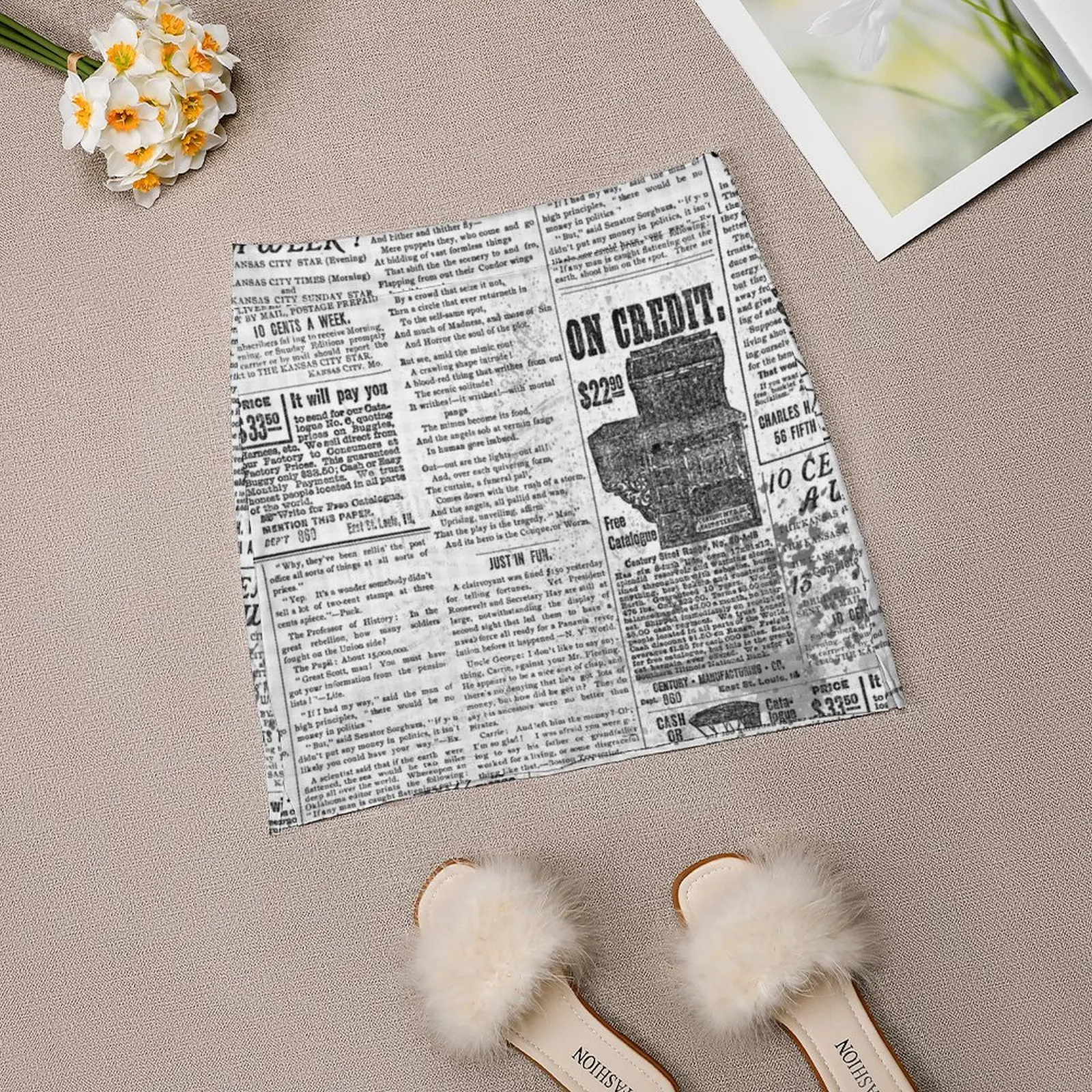 Retro Vintage Newspaper Column Light Proof Trouser Skirt Clothes for summer Women skirts Clothing