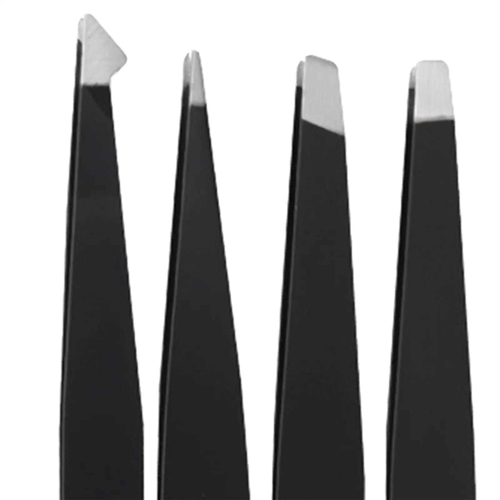 2-4pack Fine Hairs Puller Stainless Steel Professional 4 in1 Slanted Black