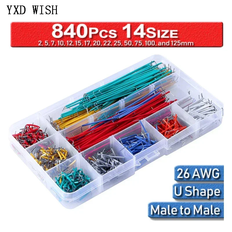 

Jumper Wire Kit 840Pcs Preformed Breadboard Jumper Wire14 Lengths Assorted for Breadboard Prototyping Circuits DIY Kit