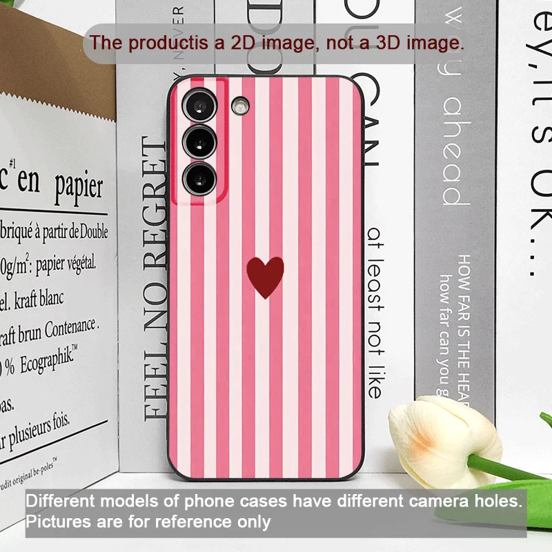 Cute Striped Heart Phone Case - Pink & Blue Soft Cover