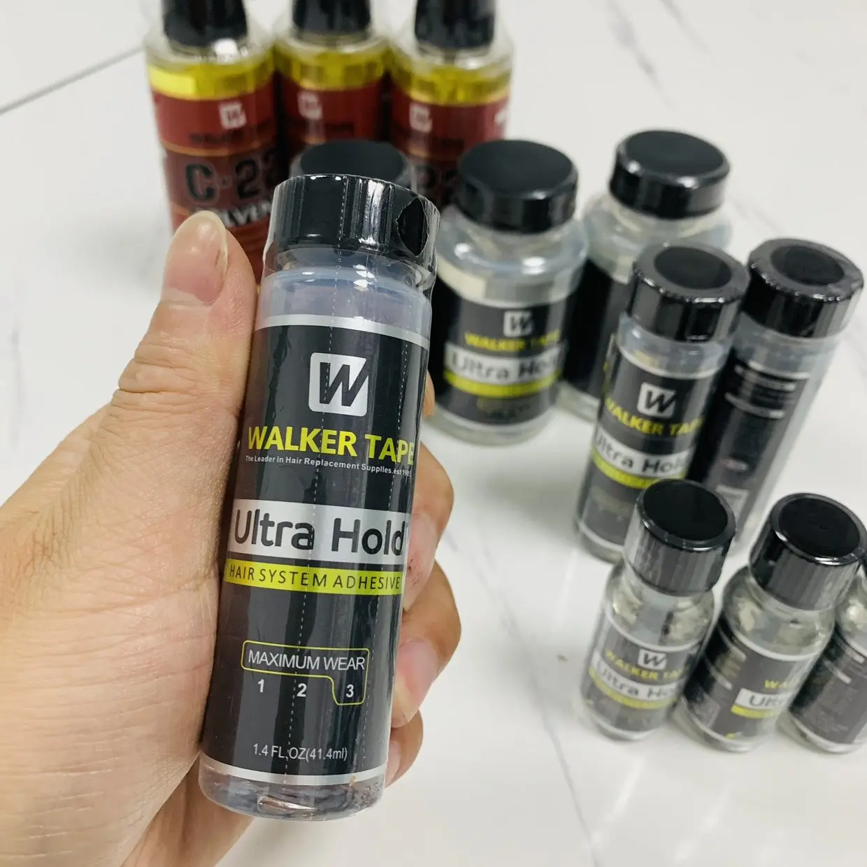 Wholesale Walker Tape Ultra Hold Lace Wig Glue Waterproof Transparent Lace Adhesive for Hair Replacement Brush-on Glue 4
