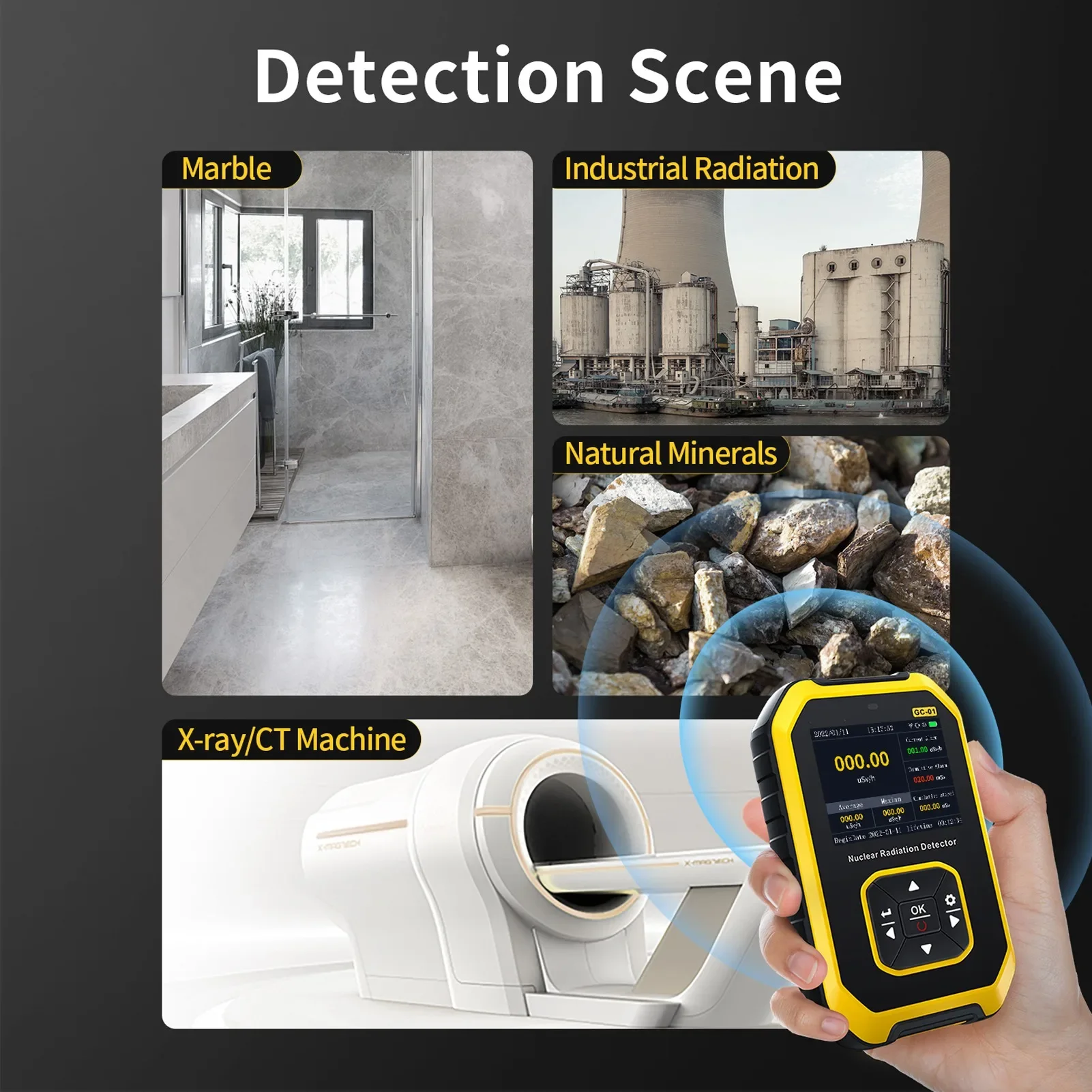 Test Meter Geiger Counter Geiger Counter β γ X Ray Real Time Monitoring Digital Radioactive Detection Meter for Marble Tile
