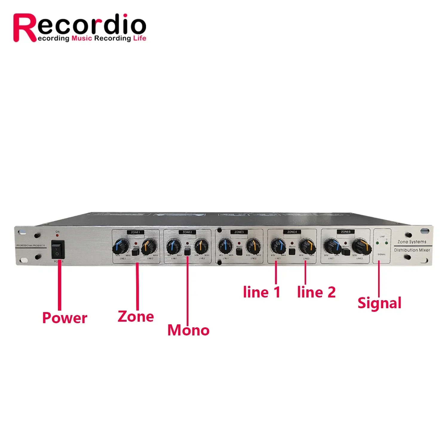 Mono Audio Zone Systems Distributor Amplifier Compressor 2 in 4 Out XLR for Stage, Audio Signal Distributor 10-Way Divider