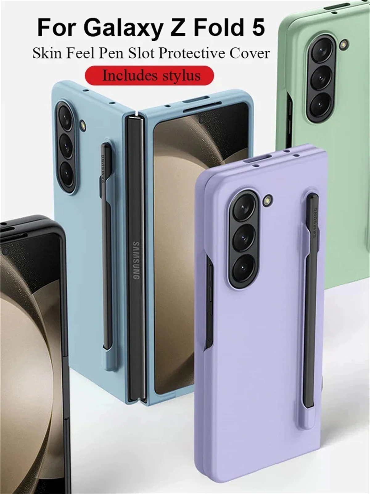 Phone Case Skin Feel Slim Case For Samsung Galaxy Z Fold 5 5G With Stylus Pen Slot Holder