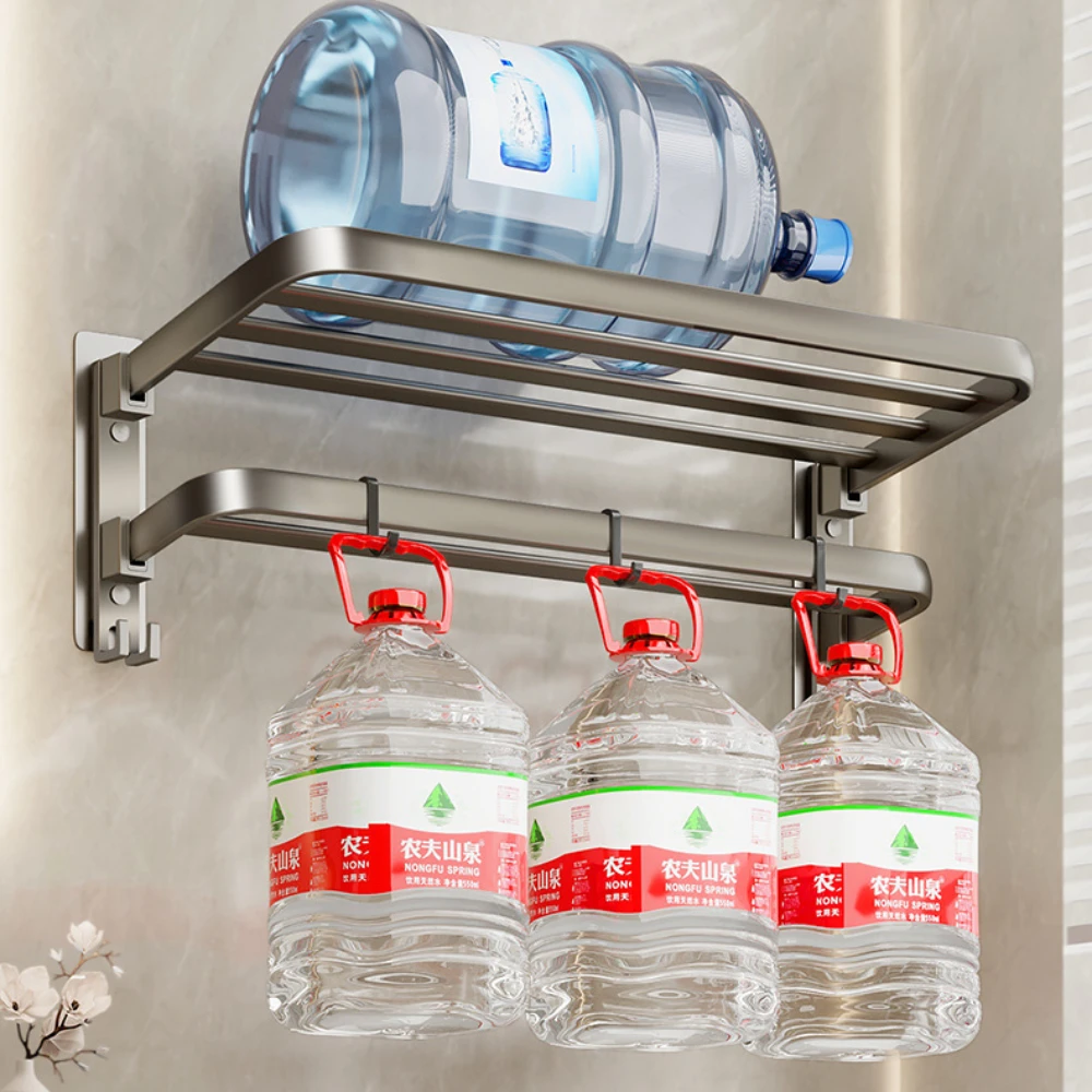 Towel Rack Self-Adhesive Shower Hanger Rail Aluminum Shelves Holder Pole Bar Hook No Drilling Toilet Bathroom Accessories