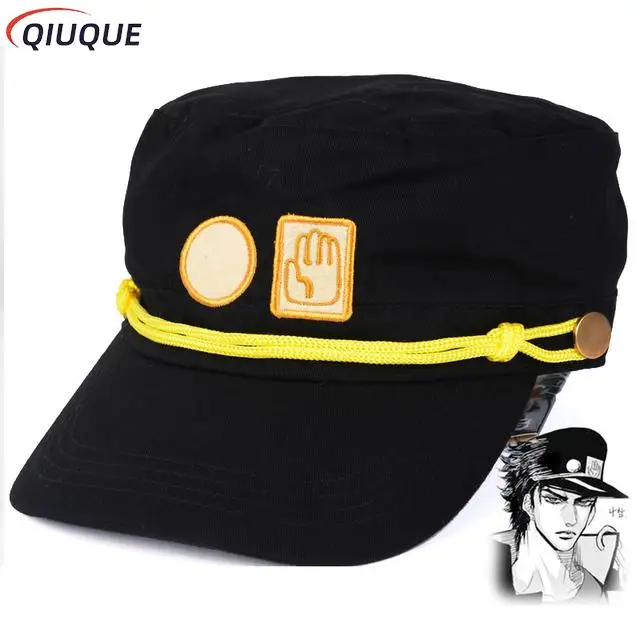 JoJo's Bizarre Adventure Cosplay Hat Jotaro Kujo Joseph Caps jojos Army Military Hats JOJO Caps with Badges Anime Around Props