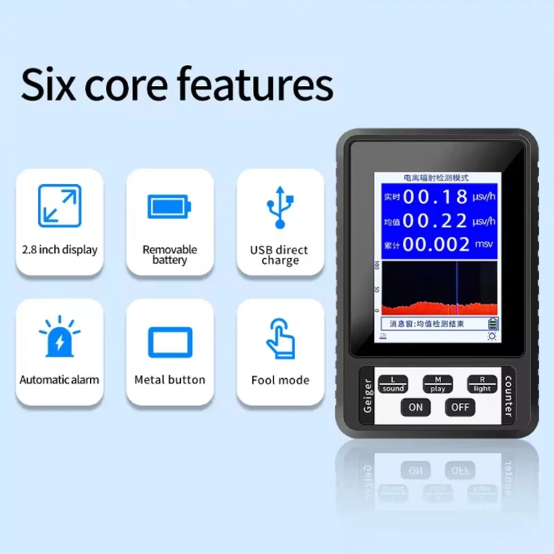 Portable Geiger Counter Nuclear Radiation Detector Personal Dosimeter Marble Tester X-Ray Radiation Dosimeter XR-1