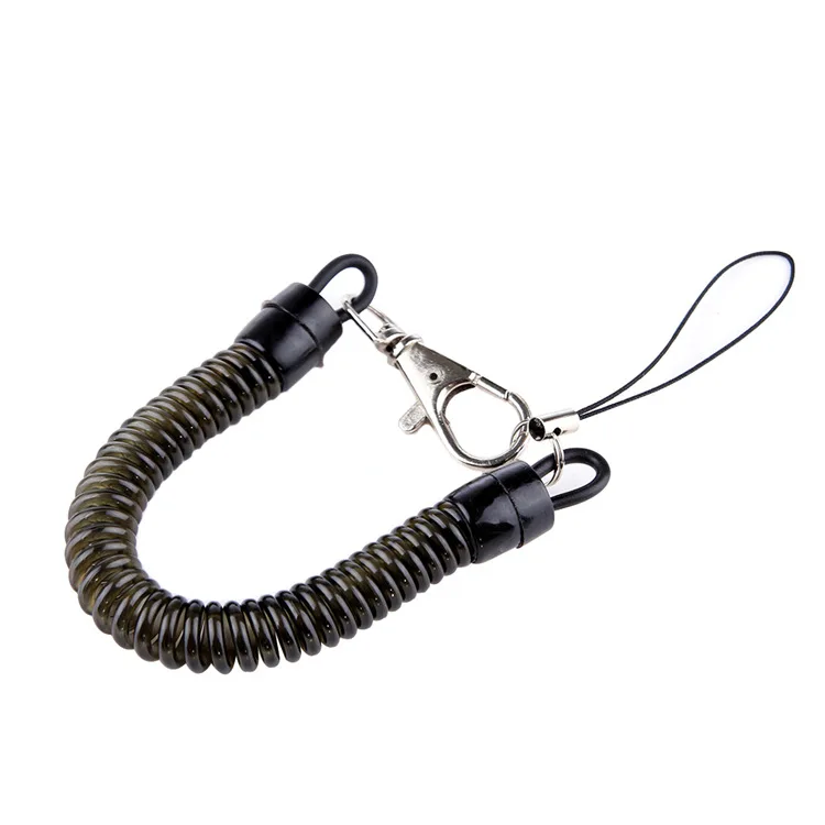 100pcs Black Retractable Keychain Spring Coil Spiral Stretch Key Chain Keyring Rope Men and Women