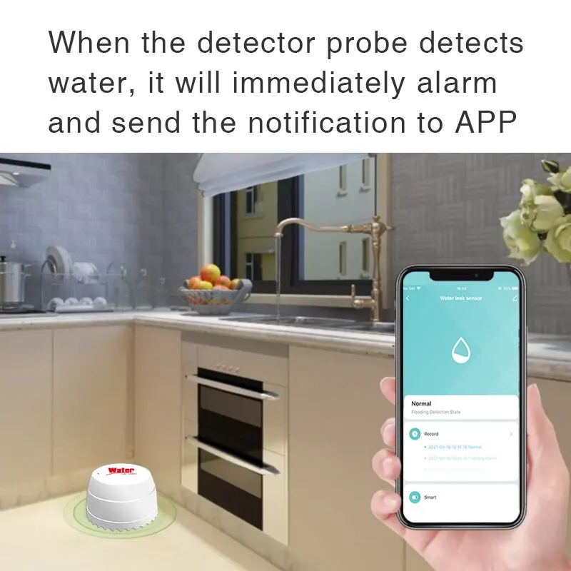 TUYA Zigbee Water Leak Detector Water Flood Sensor Smart Life APP Remote Monitoring Flood Alert Overflow Security On Site Alarm 2