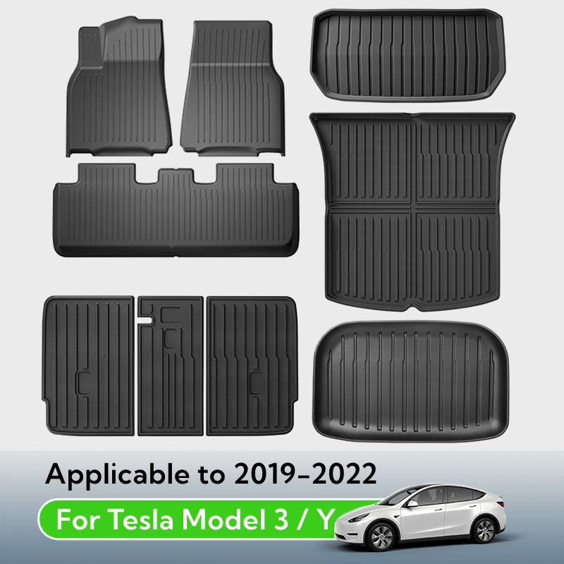 

For Tesla Model Y/ 3 Front Rear Trunk Mats Storage Pad TPE Floor Mat Rear Seat Backrest Protective Pad Anti-Kick Pad Accessories
