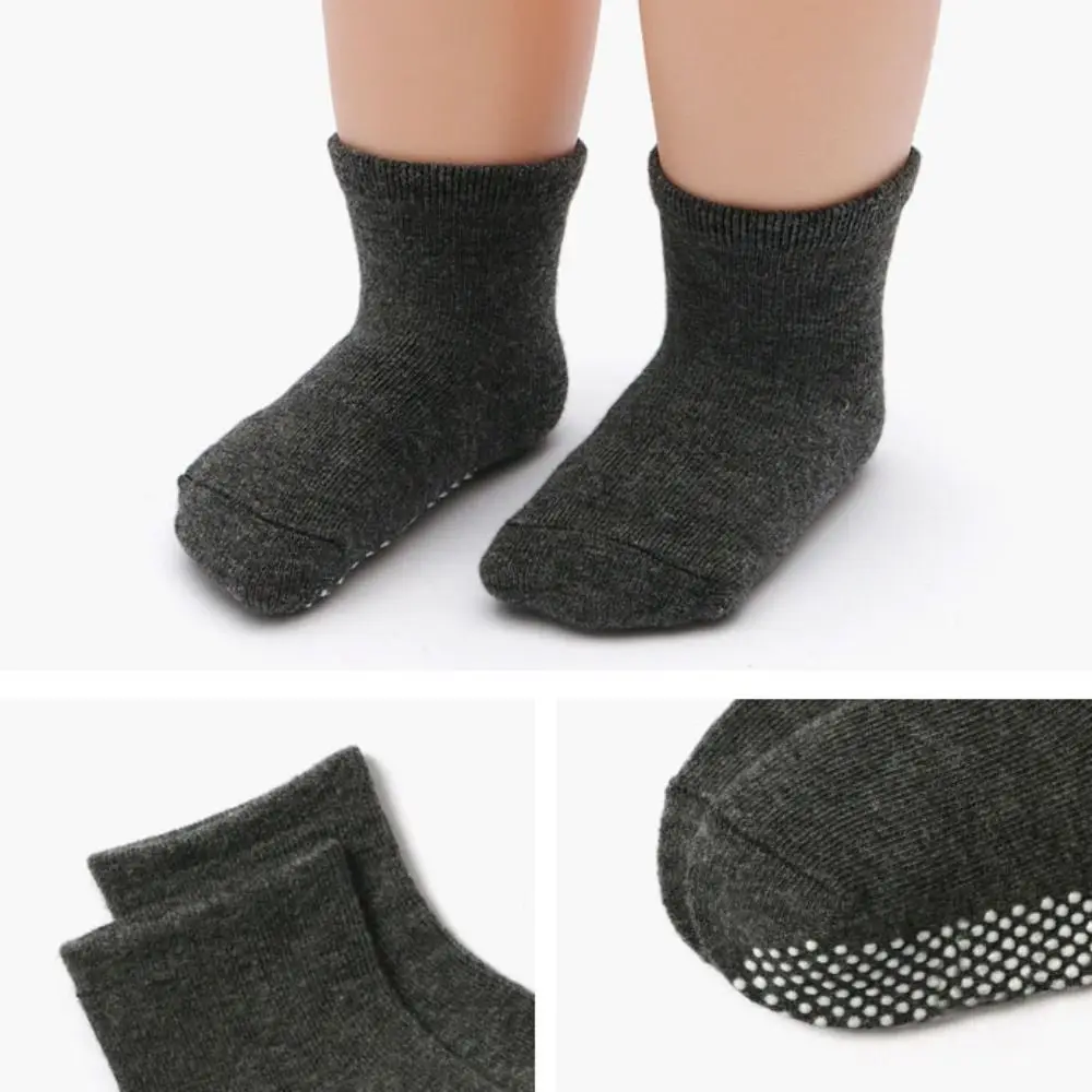 6Pairs Dispensing Baby Cotton Socks Non-slip Breathable Toddle Short Tube Socks Solid Color Autumn Spring Infant Socks Children