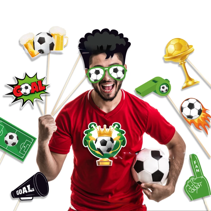 25pcs Soccer Sports Photobooth Props Soccer Shooting Party Theme Birthday Photo Props Supplies Boys