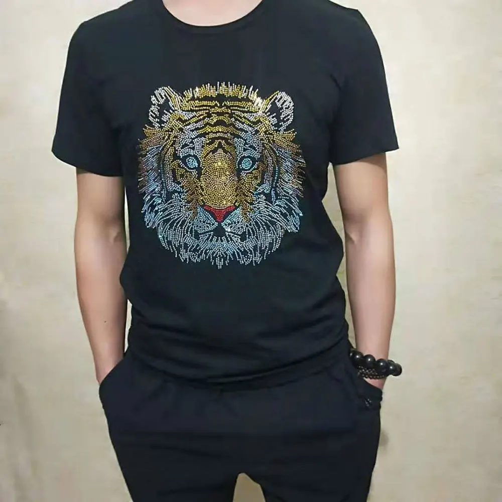 Mens Luxury Summer Cotton Top Tees Male Tiger T-shirt Fashion