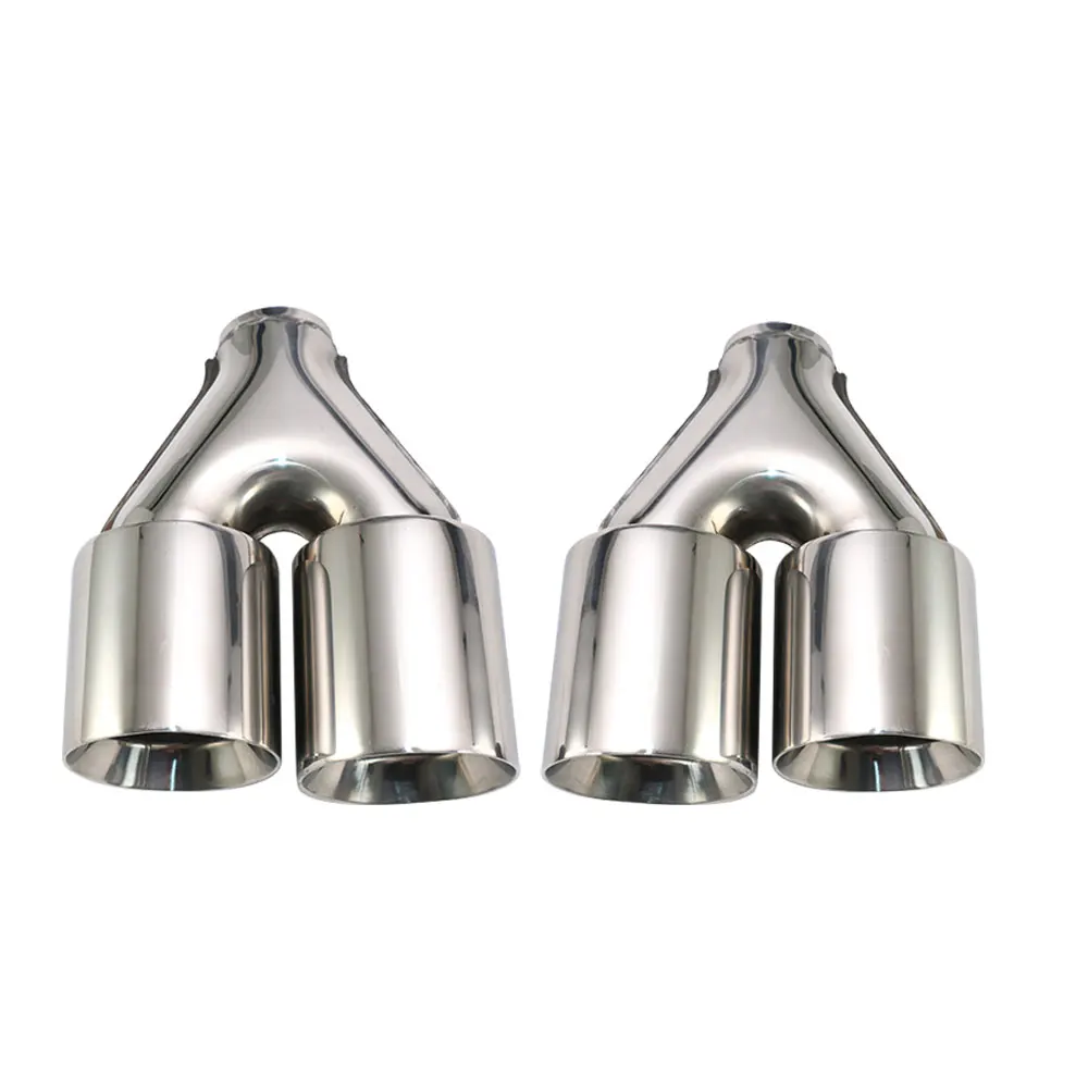 Tap Trap Pair Clamp-on Quad 4" Out Dual Wall Exhaust Tips 2.5" In 304 Stainless Epson 405 XL - Foto 6