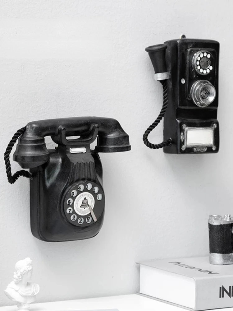 Retro Nostalgic Telephone Wall Decorations Old Resin Wallmounted