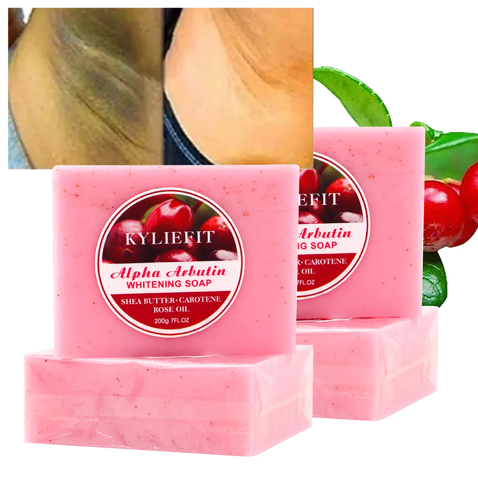 Whitening Soap Bar For Face And Body, With Shea Butter, Carotene, Palm Oil, Arbutin, Reduce Dark Spots, Hyperpigmentation, 200g