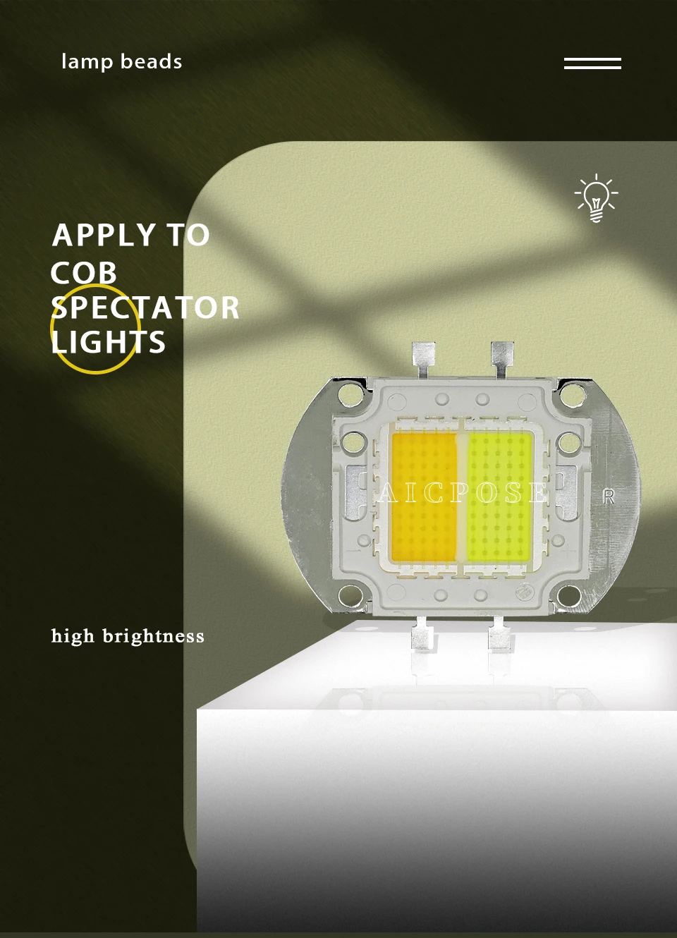 200W LED COB Beads Chip Warm-Kaltweiß für 2-Augen- und 4-Augen-COB-Publikumsbeleuchtung Flutlichtlampe LED COB Chips – Detail 1