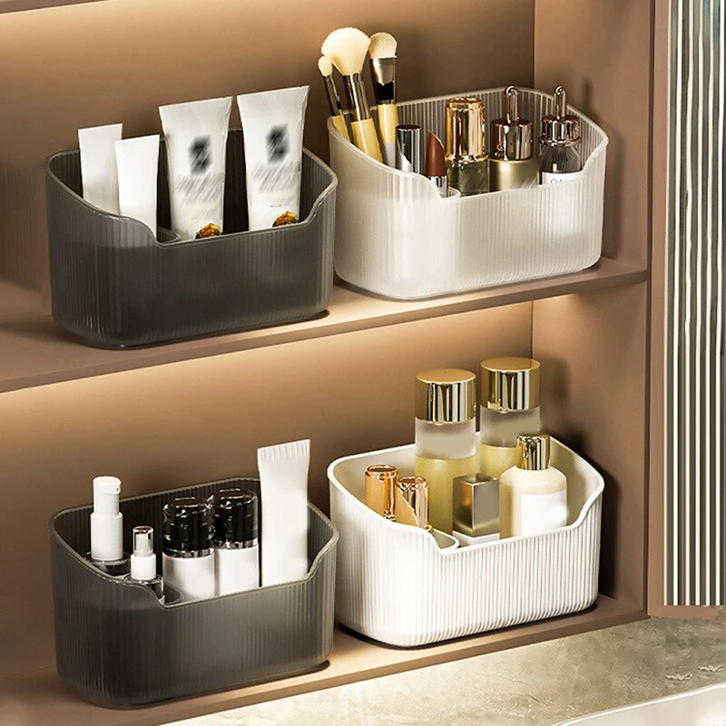 Bathroom Mirror Cabinet Storage Box Makeup Lipstick Cosmetic Skincare Storage Basket Plastic Dressing Table Cosmetic Organizer