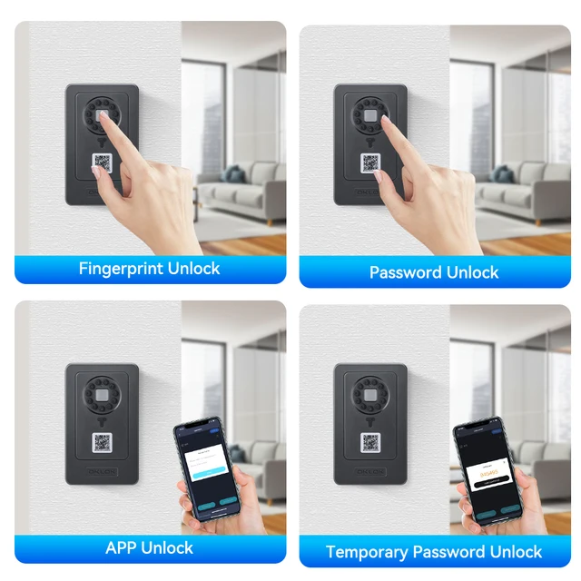 Smart Key Safe Box Fingerprint Storage Lock Key 6 Digital Password Code Waterproof Security Lockbox Works with OKLOK 4