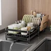 Multifunctional Dish Rack for Kitchen Counter Large Dish Drainer with Drainboard Storage Rack Kitchen Dish Drying Rack 1
