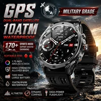 Montre connectée GPS de qualité militaire pour hommes, batterie 1000mAh, boussole, appel Bluetooth HD, étanche, fréquence cardiaque, montre de sport et de fitness 1