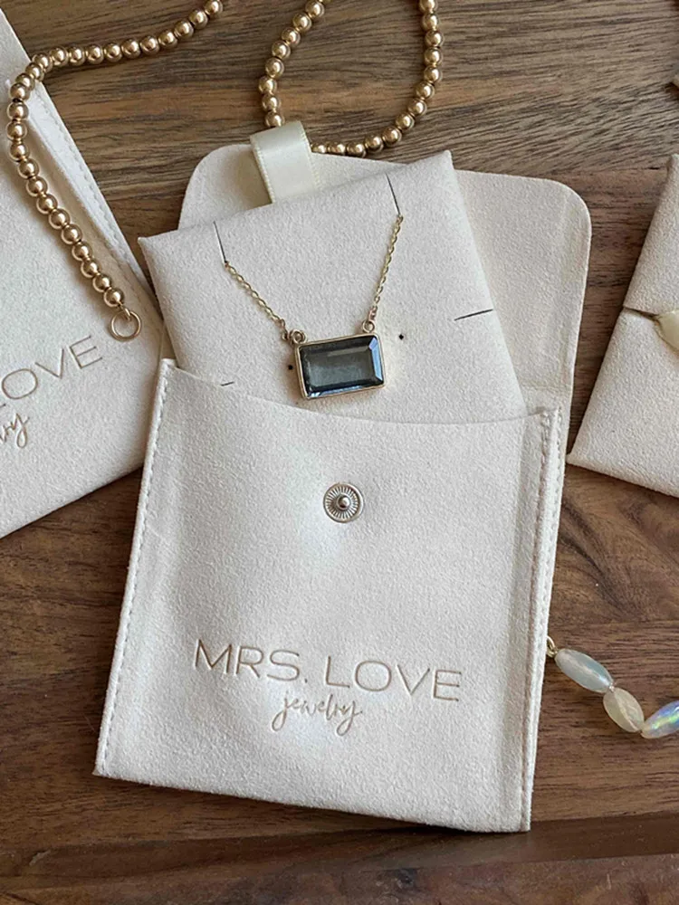 50/200 set custom jewelry package pouch bag with insert card Logo printed earrings necklace packaging bags with button wholesale