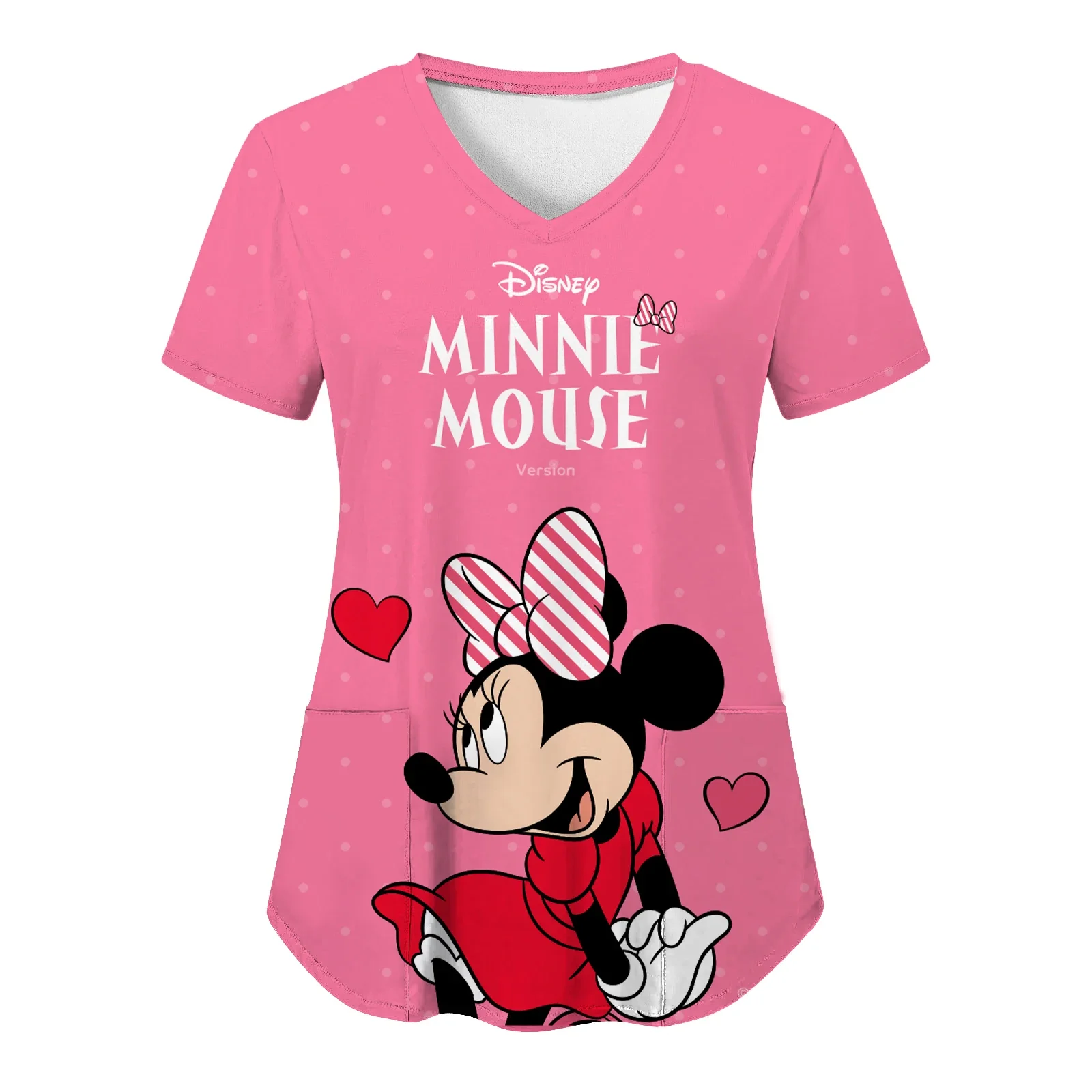 Tops Mickey T-shirts Nurse Uniform Hospital T-shirt Pocket Woman