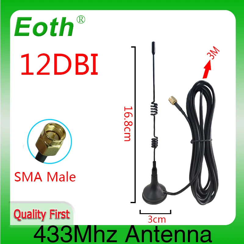 Hf Antenna Qrp Antenna Wifi Antenna Ham Radio Antenna Soft Antenna Lora Antenna Outdoor Antenna Shortwave Antenna Lte Antenna Telescopic Antenna Two Way Radio Antenna Radio Antenna 4g Antenna Antenna Pigtail Cable 1 2PCS 433mhz Antenna SMA Male female 12dbi HIGH-Gain IOT antena magnetic base Sucker 3 meters extension cable