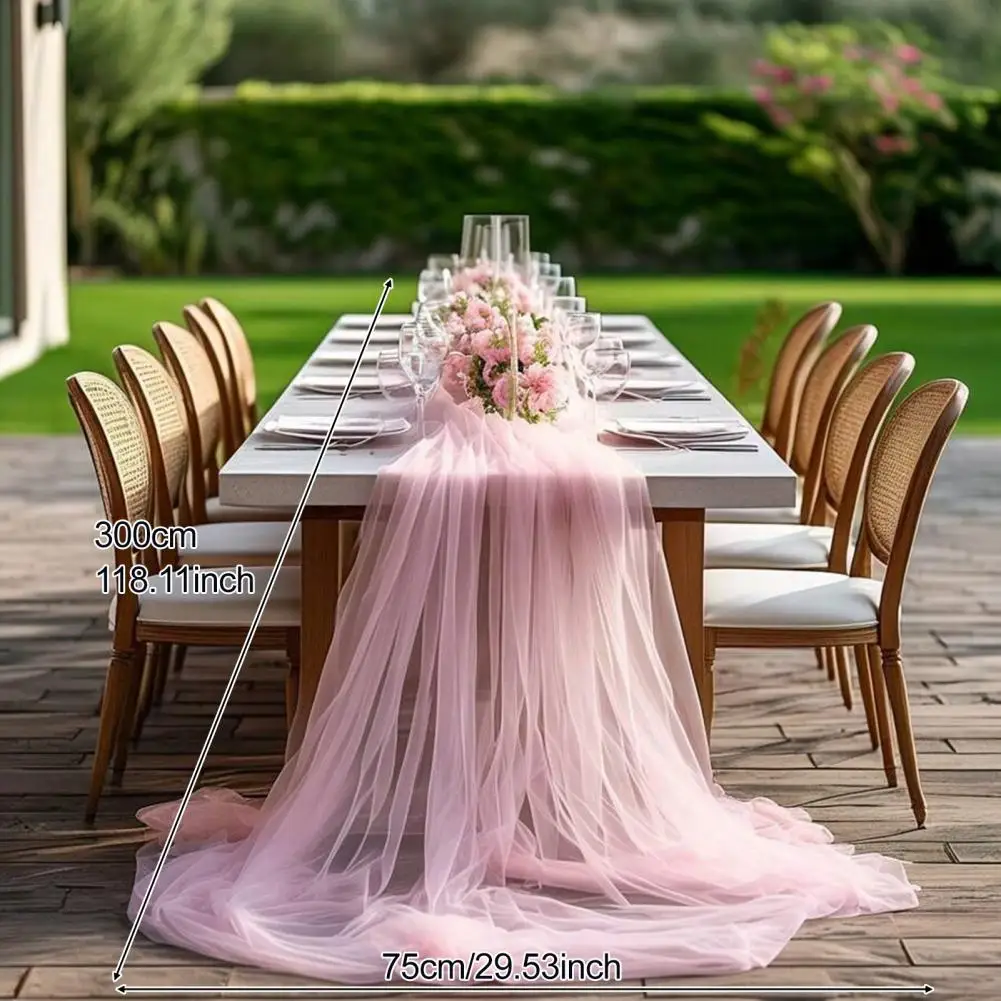 300/600cm Tulle Table Runner Decorative Sheer Tablecloth Arch Aisle Veil For Bridal Wedding Arch Birthday Party Table Decoration