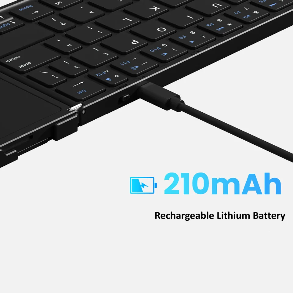 Outmix-teclado Bluetooth Dobrável Recarregável Portátil Mini Couro Touchpad Android pc Tablet Dispositivos Sincronização - Imagem 6