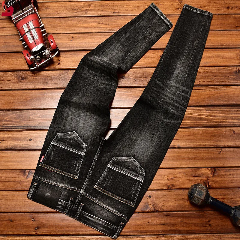 High-End Black Trend Jeans Men's 2024 NEW Autumn and Winter Stretch Slim Straight Fashion Casual Classic Denim Trousers 4