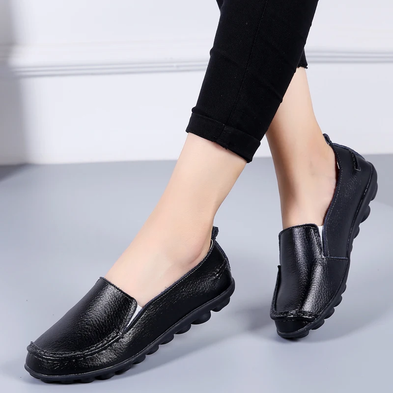 Flat Shoes for Woman Soft Casual Women Shoes Genuine Leather Lightweight Slip on Women Loafers Plus Size 44 Zapatos women shoes