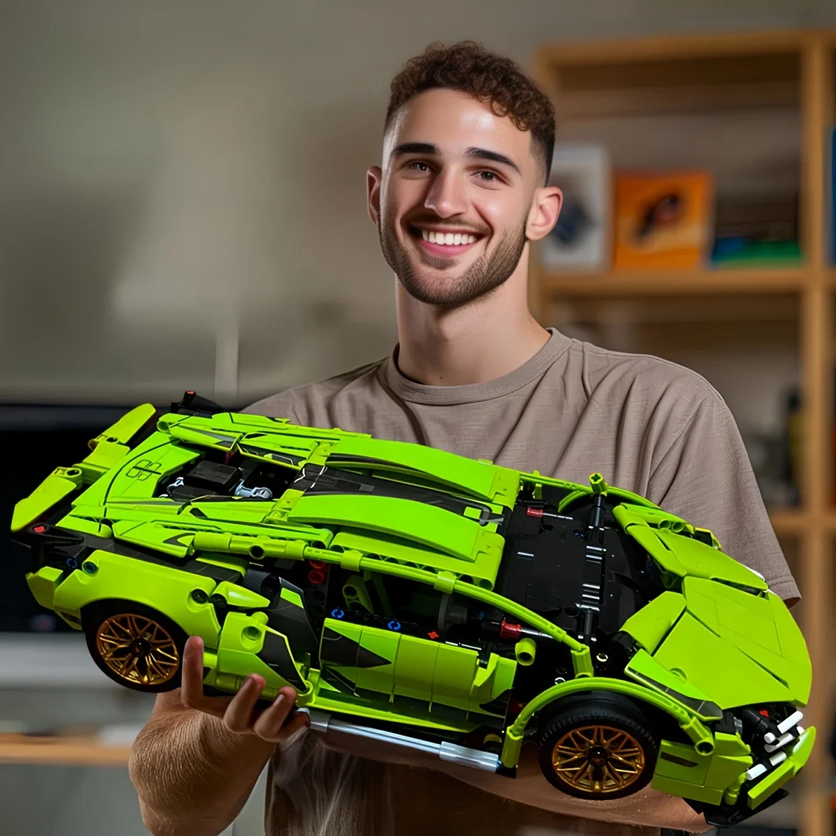 542 Teile grüner Sportwagen-DIY-Bausteine, Büro-/Wohnungsdekoration, Montagespielzeug, perfekt als Geschenke für Feiertage und Geburtstage.