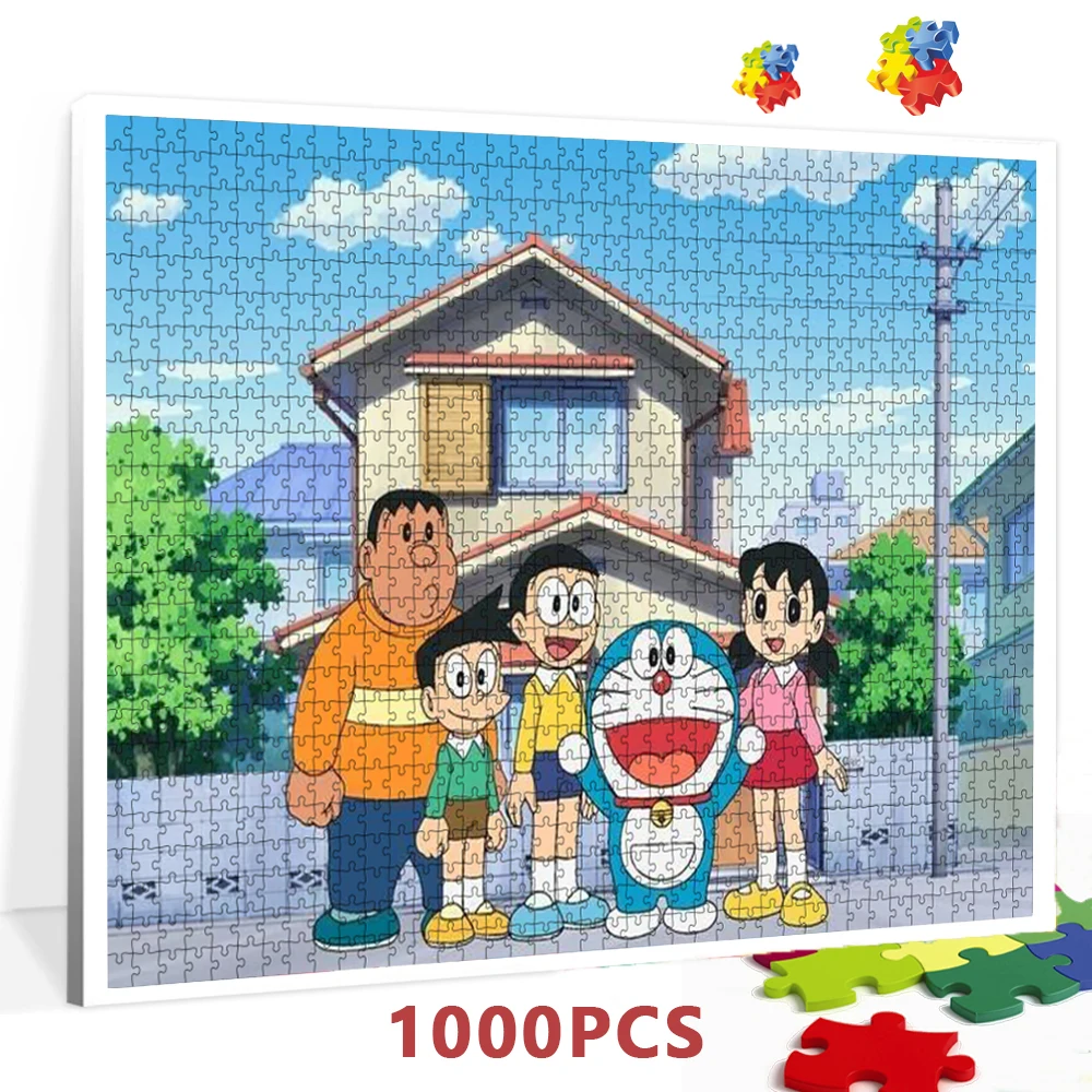 Jigsaw Puzzles Japanese Anime Doraemon 1000 Pieces Paper Puzzles Bandai Intellectual Educational Decompressing Diy Puzzle Game фигурка bandai figuarts zero doraemon nobi nobita