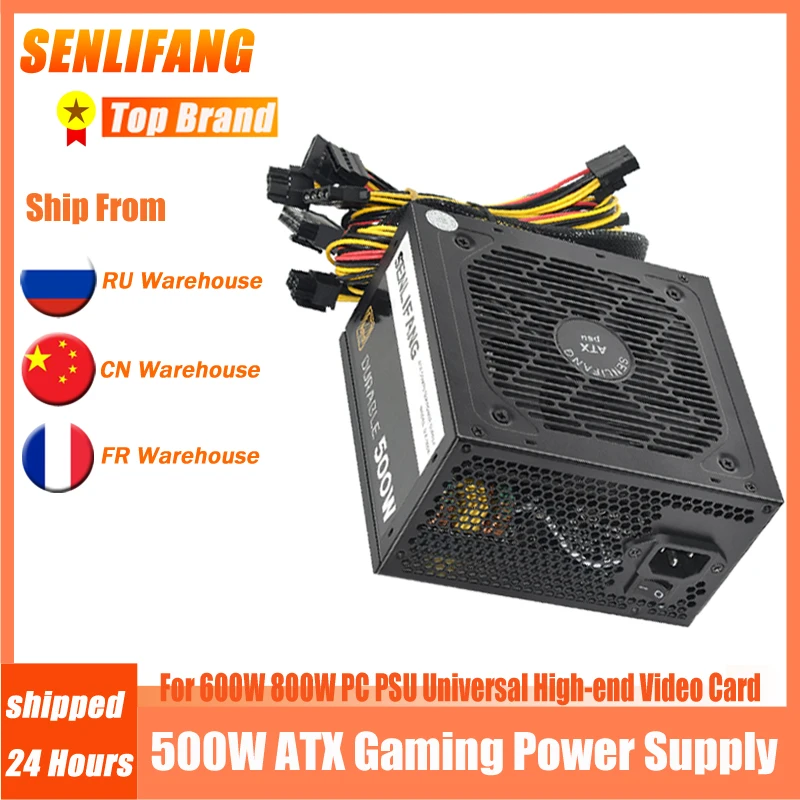 

110-220V PSU With 12CM Fan 24Pin 12V ATX 500W Gaming Power Supply SLF500 For PC 600W 800W PC PSU Universal High-end Video Card