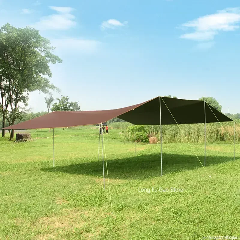Awning Canopy Sun Shade Without Poles 6*8m Large Canopy Waterproof Oxford Silver Coated Outdoor Camping Awning Sunshelter Tarp More Hanging Points