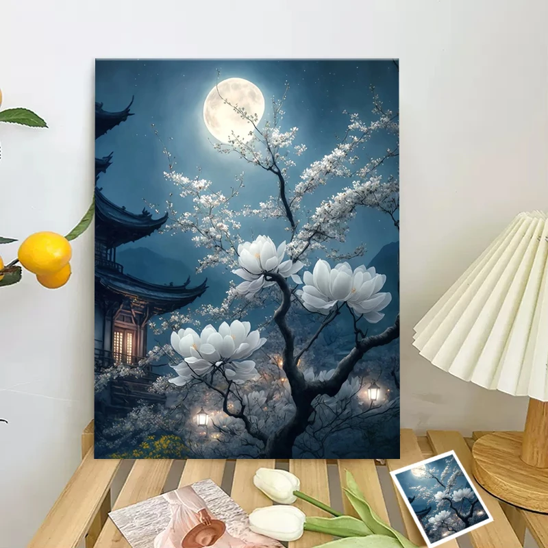 Painting by Numbers Kits Painting by Numbers Oil Picture by Numbers Moonlight DIY Painting By Numbers Kits Landscape Oil Painting on Canvas for Home Decoration Gift