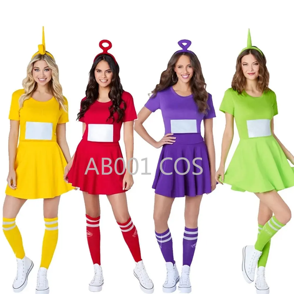 Fancy Women Cosplay Costume Dress Tinky Winky Anime Dipsy Laa-Laa Po Cheerleading Uniform Girl Halloween Costume Cos