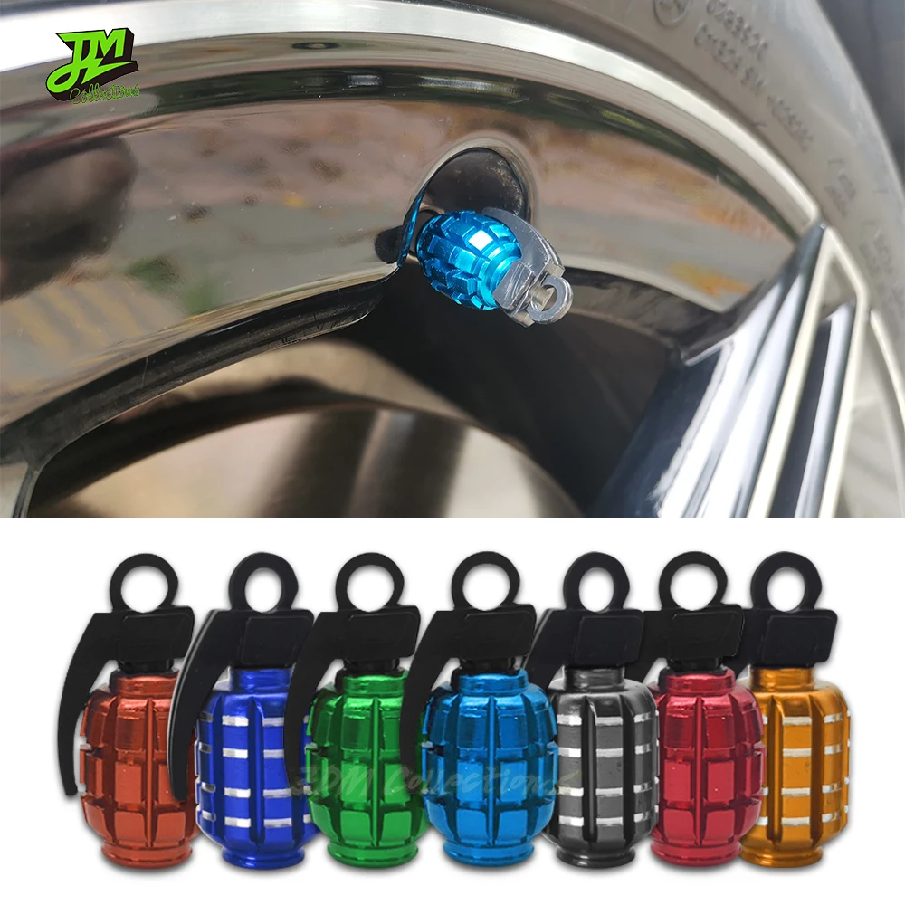 4pcs Universal Golden Grenade Tire Air Valve Stem Caps Car Truck Bike Rod Wheel Rims