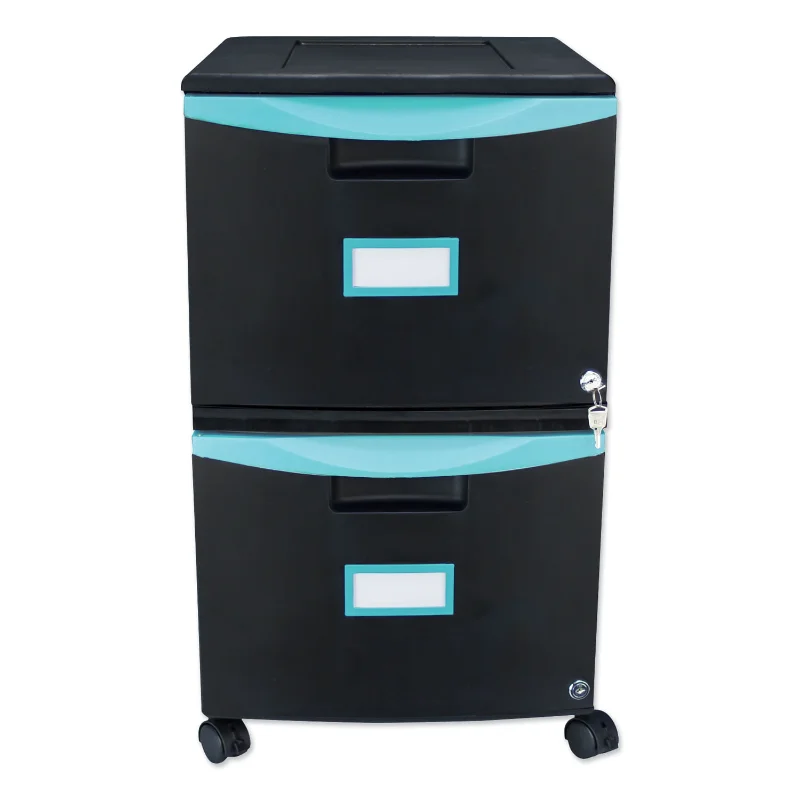 

Storex, 2-drawer Mobile File Cabinet, 1 Each, Teal,Black office cabinet