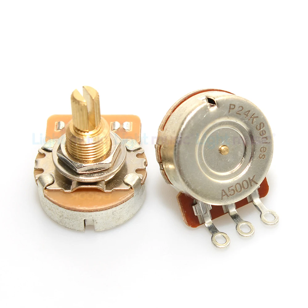 10PCS 250K 500K Guitar Potentiometers Brass 3/8" Short Shaft 24-Tooth Pots 15.5mm for Guitar Parts