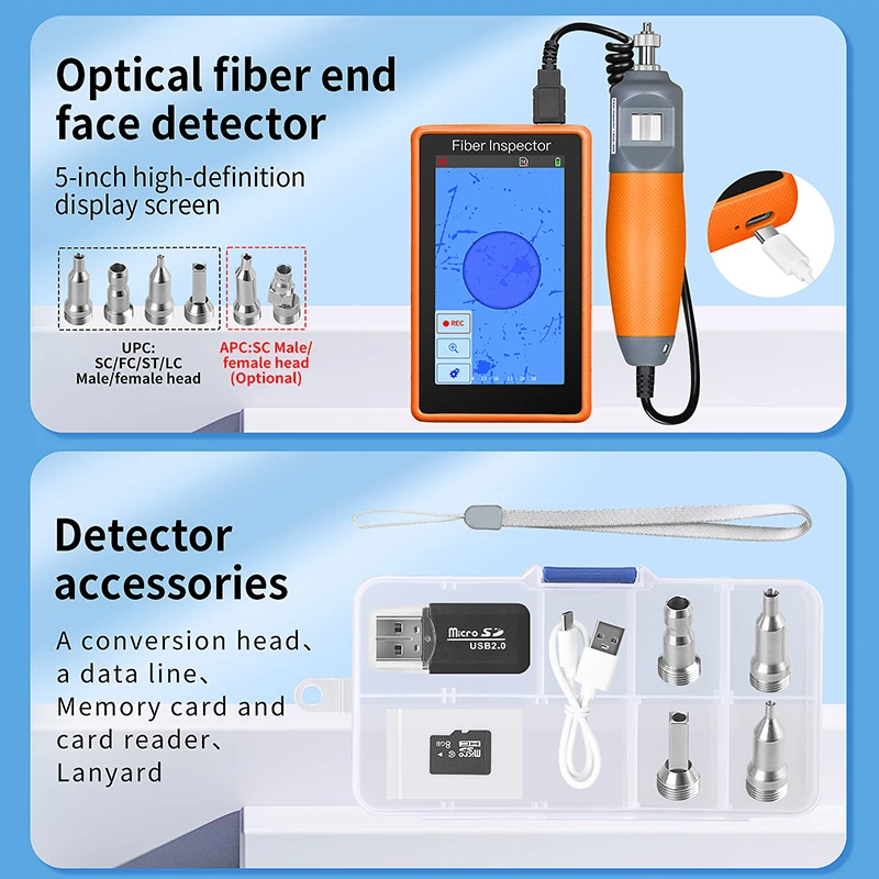 AUA-600 Fiber Optic Video Inspection Probe Microscope Fiber End Face Detector Fi