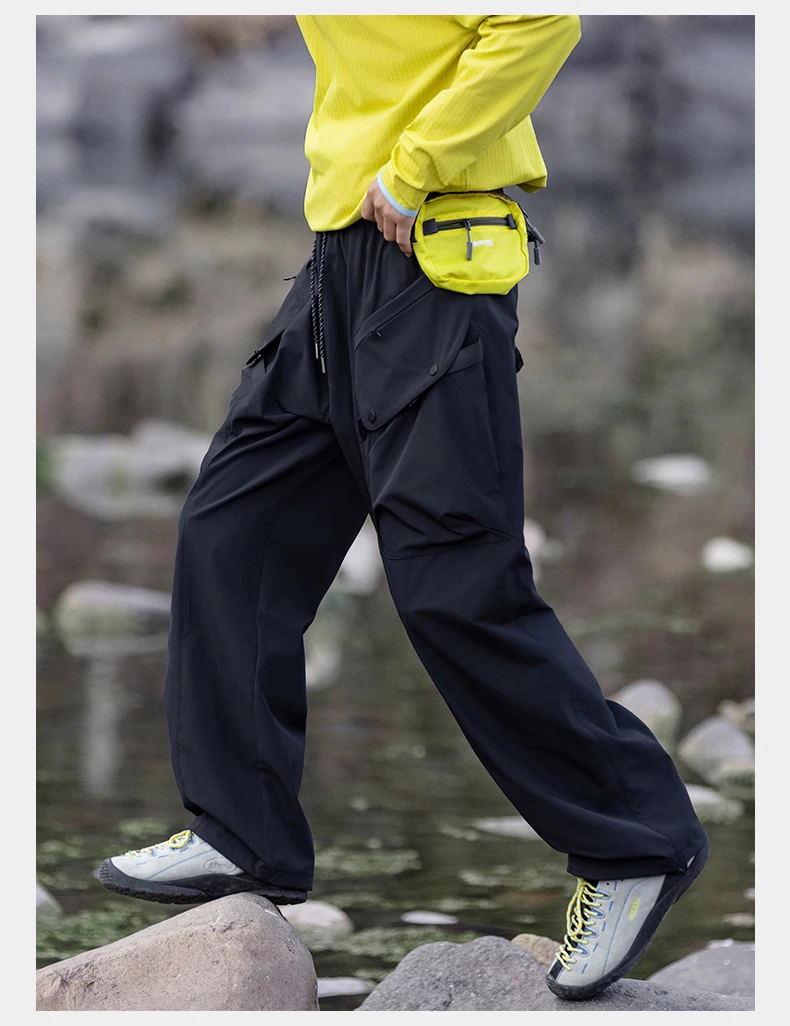 Men's Green Quick Dry Cargo Hiking Pants with Drawstring Waist