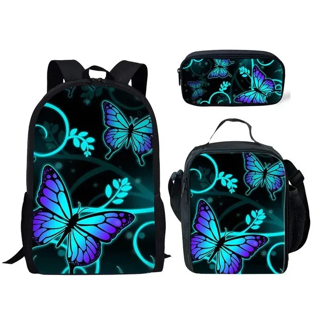 Student School Backpacks with 3D Animal Print, Laptop Backpack, Lunch Backpack, Pencil Case, Popular Harajuku, Beautiful Butterf